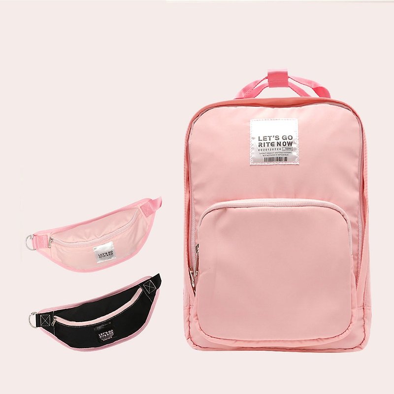 [Valentine's limited time combination] - sports version of the loose heart package - powder x waist bag group - Backpacks - Polyester Pink
