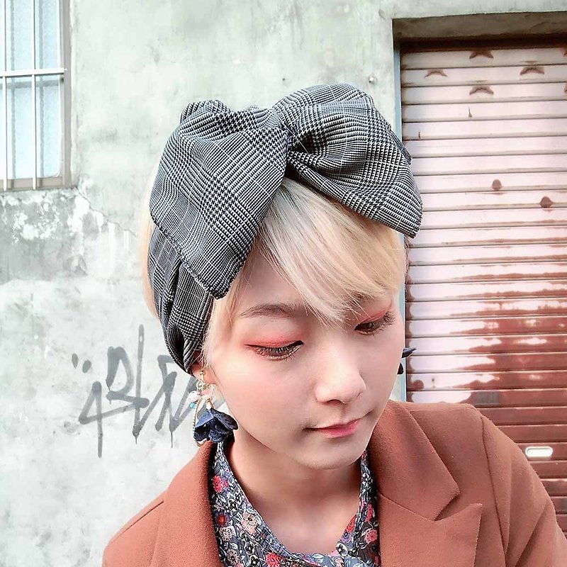 Giant butterfly hair band (grid-like bird pattern) - the whole strip can be taken apart - Headbands - Other Man-Made Fibers Gray