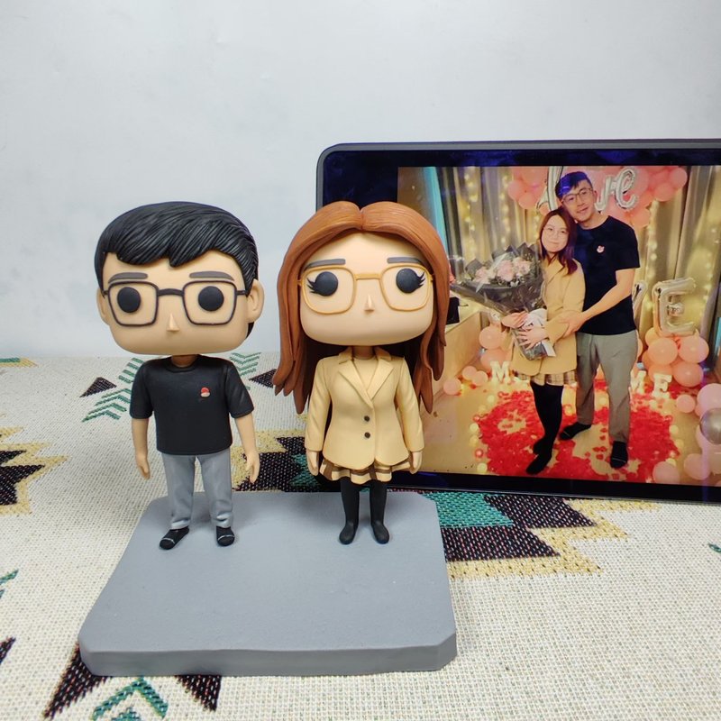 客製化3D人像公仔 訂製手工Funko Pop情侶父母夫妻結婚週年禮物 - 公仔/玩偶 - 黏土 多色