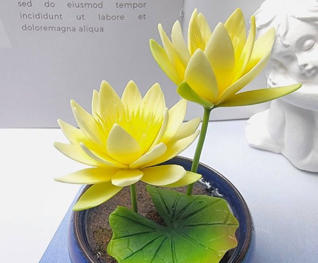 Cold porcelain clay/clay flower art-water lily small potted plant/gift -  Shop liyen-diy Plants - Pinkoi