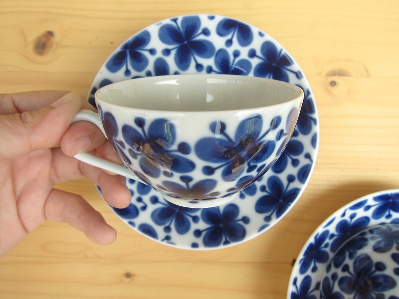Sweden Rorstrand Mon Amie Blue Flower Cup Set - แก้วมัค/แก้วกาแฟ - เครื่องลายคราม สีน้ำเงิน