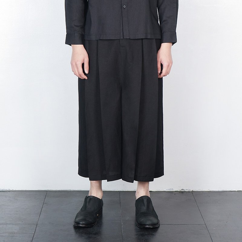 Seven black trousers pleated front panel - กางเกงขายาว - ผ้าฝ้าย/ผ้าลินิน สีดำ