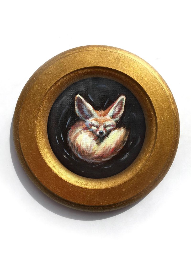 Framed Painting antique style 狐狸 (狐狸)古典风格 Fox Fennec - 壁貼/牆壁裝飾 - 其他材質 粉紅色