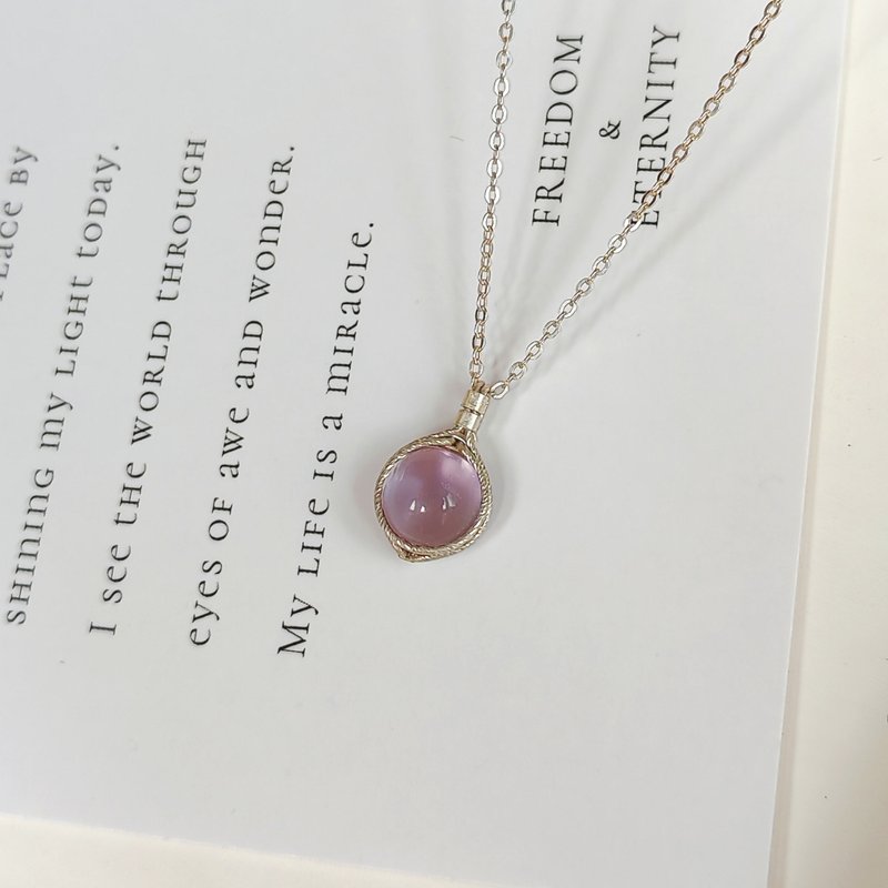 天然紫水晶吊墜 二月生辰石圓形淺色紫水晶925純銀項鍊 - 吊飾/掛飾 - 水晶 