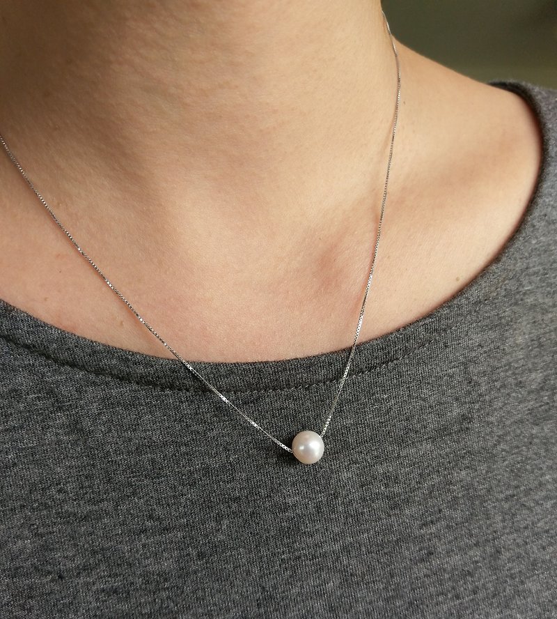エレガントな単一の真珠のネックレス - ネックレス - 金属 