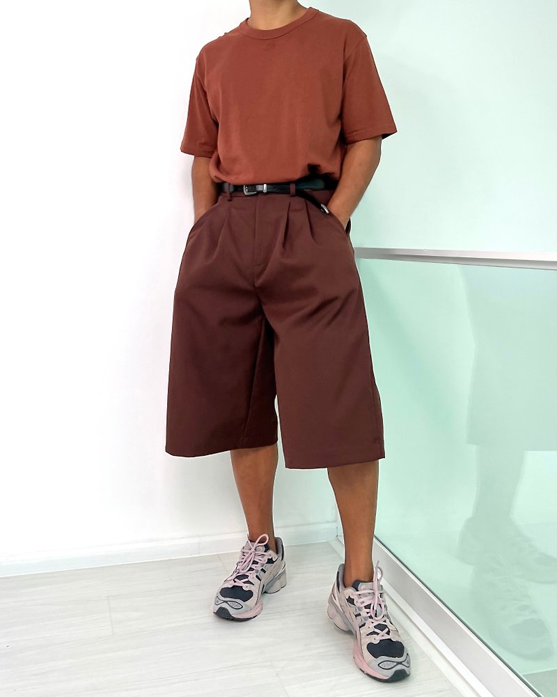 Brown Pleated Shorts - Women's Shorts - Cotton & Hemp Brown