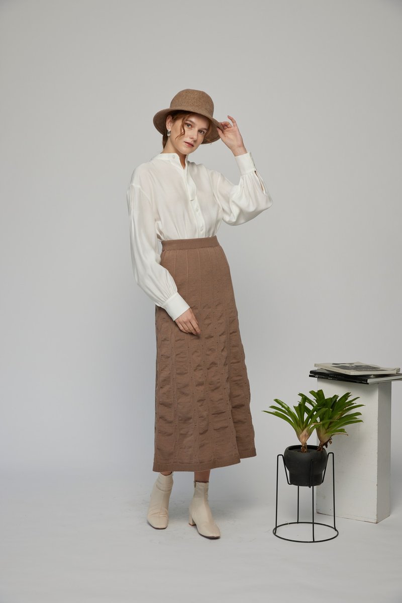 Gradient rhombus A-line long skirt (21W2SK01) - กระโปรง - ผ้าฝ้าย/ผ้าลินิน 