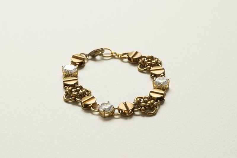 Handmade Designed  Brass Chain With Gemstone  Bracelet - Bracelets - Gemstone Gold