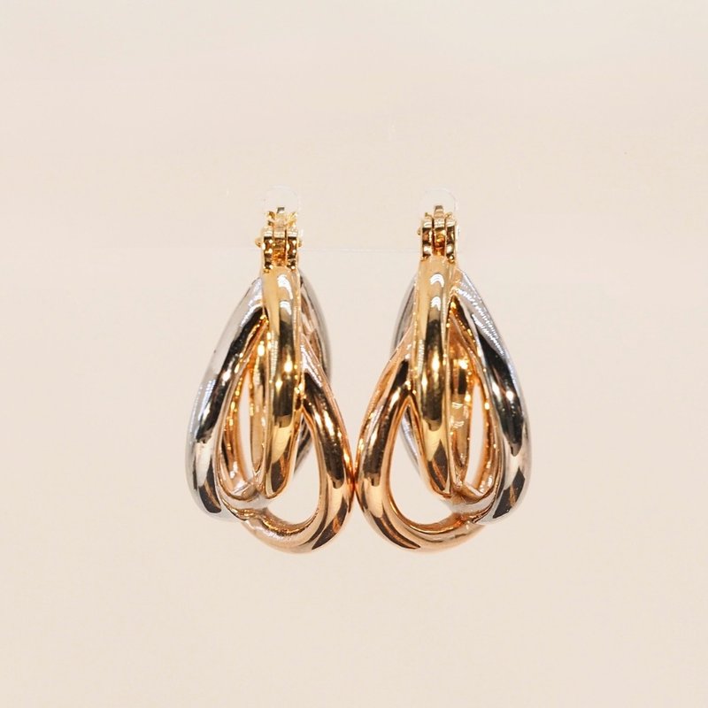 18K金三色巨型金圈耳環18K Gold Tri-Colored Mega Golden Hoop E - 耳環/耳夾/耳骨夾 - 貴金屬 