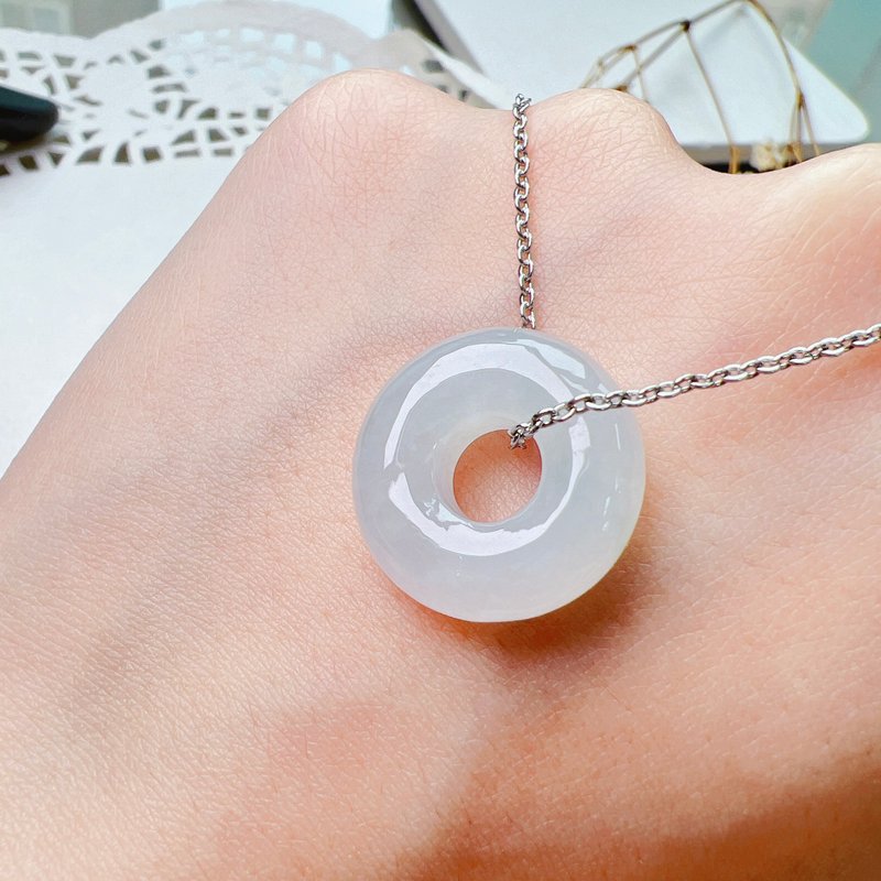 【願‧平安】冰種翡翠平安扣吊飾 | 天然緬甸玉翡翠A貨 | 送禮 - 吊飾/掛飾 - 玉石 透明