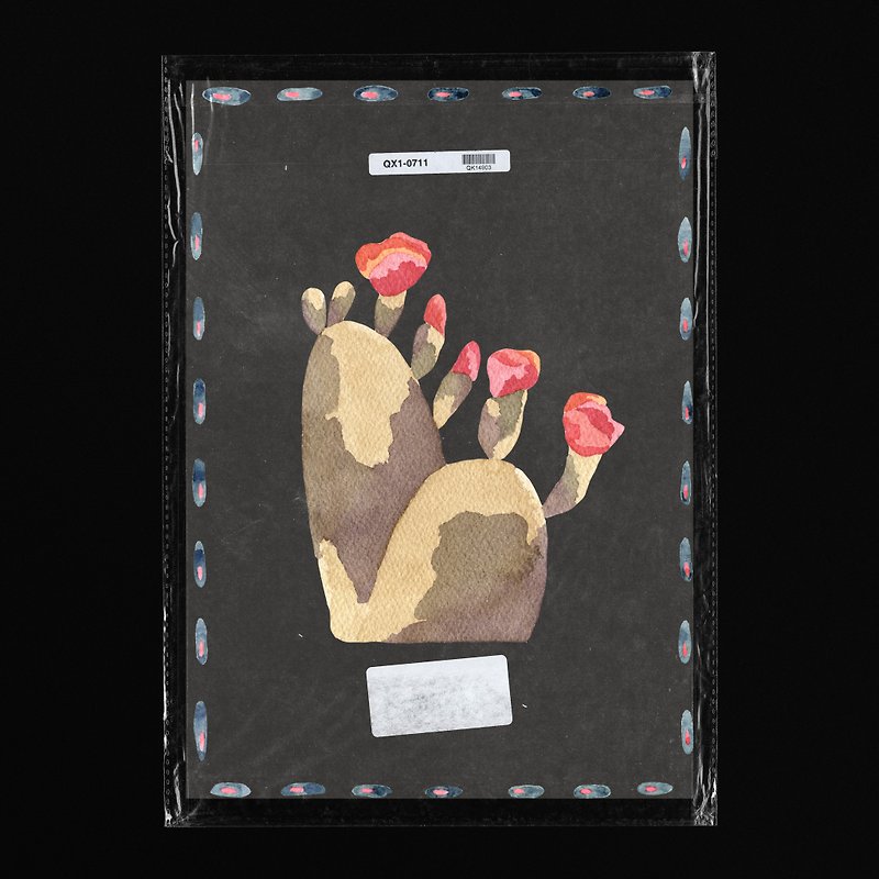 【Rabbit Ear Cactus】Hand-painted card - การ์ด/โปสการ์ด - กระดาษ สีดำ