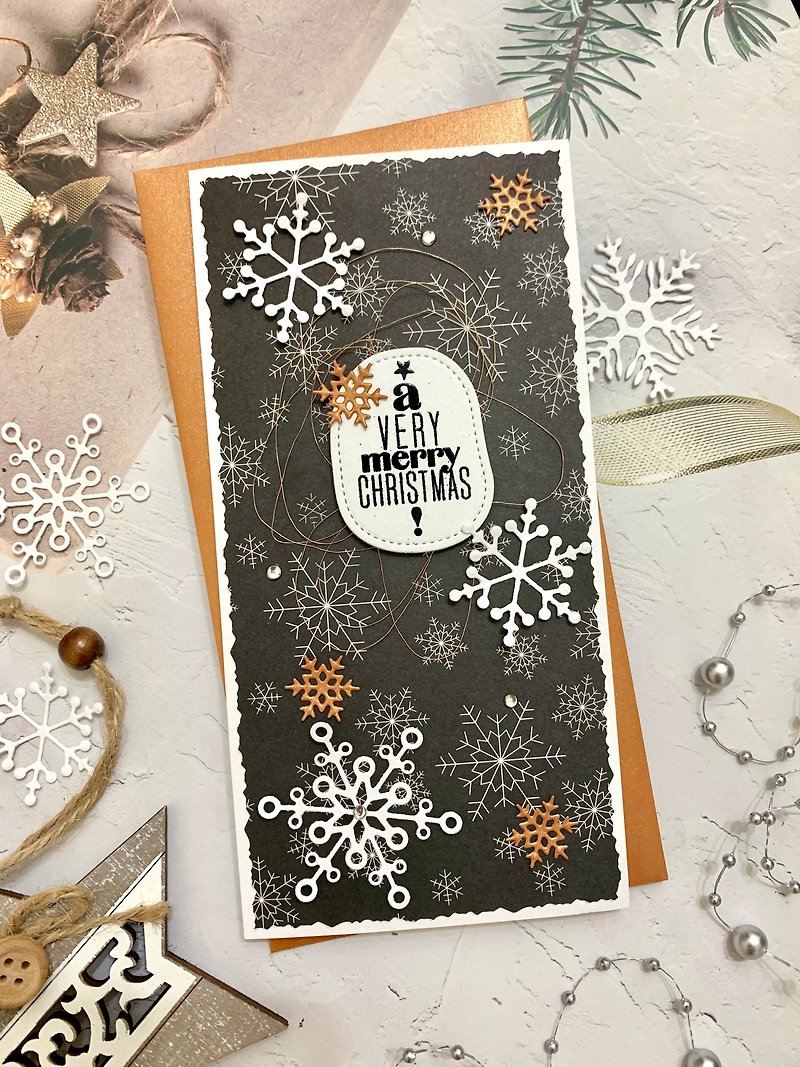 Christmas Card Christmas Card_Snowing at night - การ์ด/โปสการ์ด - กระดาษ สีดำ