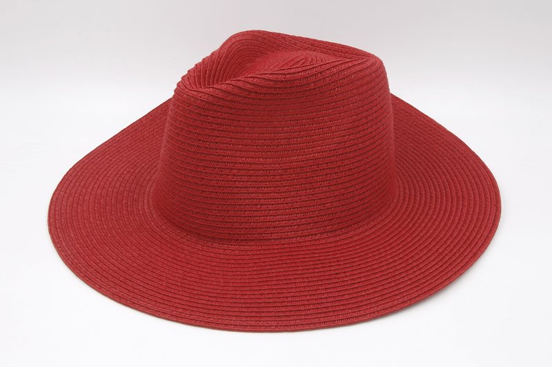 [Paper cloth home] Big brim gentleman hat (red) paper thread weaving - หมวก - กระดาษ สีแดง