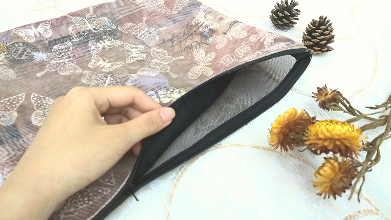 <光Yinshu新>収納ポーチバッグ通気性メッシュバッグ紙袋 - ポーチ - 紙 ブラウン