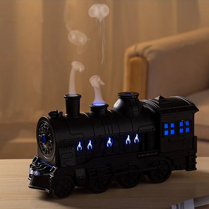 [PINFIS] Retro Train Fragrance Machine Water Oxygen Machine (Free Natural Essential Oils Lemon + Tea Tree) - Fragrances - Plastic Black