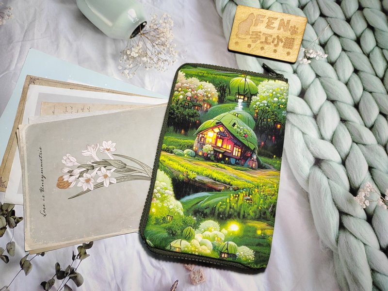 風景系列-高品質棉布平原小屋款拉鍊書衣燒餅包-拉鍊書衣-現貨 - 書衣/書套 - 棉．麻 