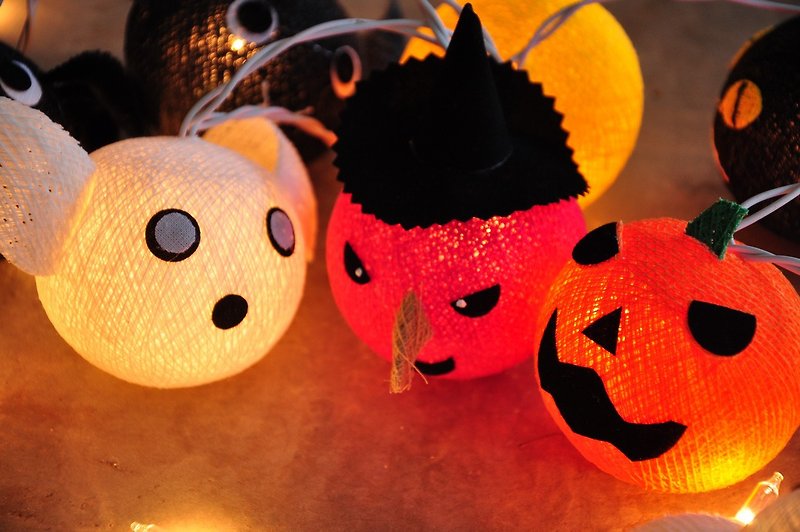 Pumpkin Halloween Lights Decor Cotton Ball String Lights for Decor 20 Lights - Lighting - Other Materials 
