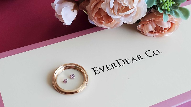 EverDear 客製化禮物 粉紅色頭髮鑽石 送女朋友禮物 求婚用品 - 項鍊 - 寶石 粉紅色