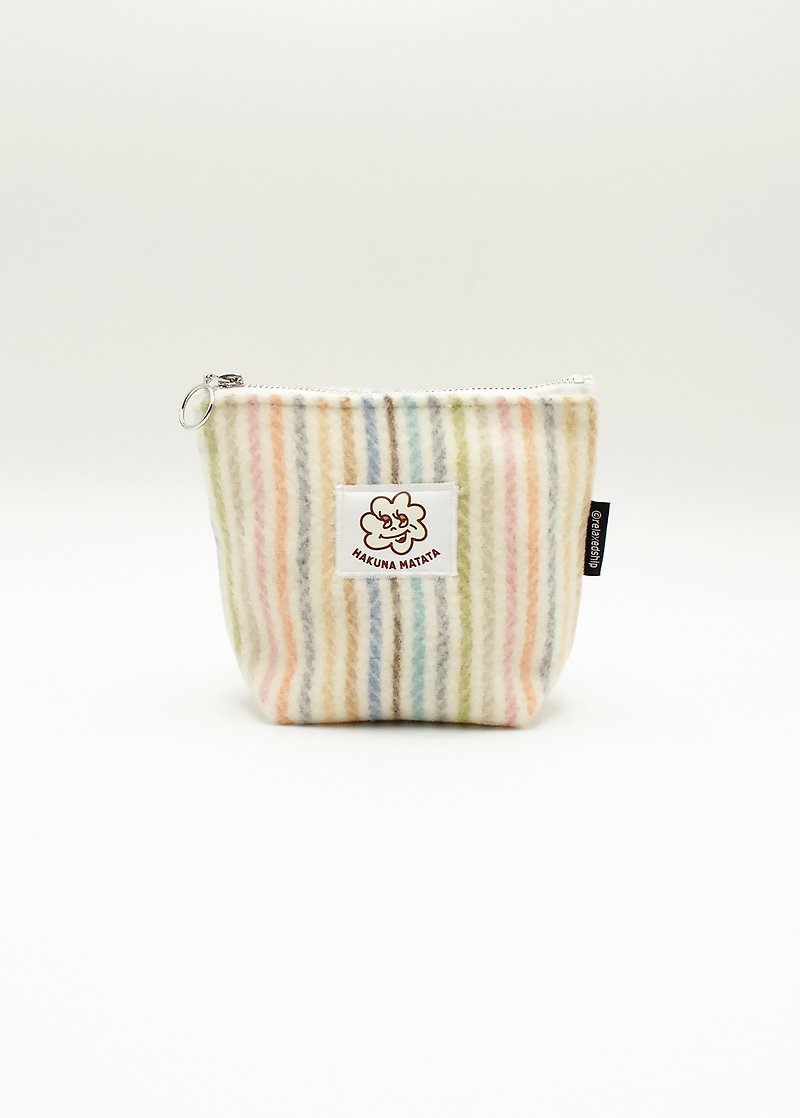 Ladder zipper small bag-stripes - Toiletry Bags & Pouches - Wool Multicolor