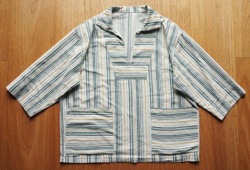 黄緑のストライプ柄ユニセックス夏用日焼け止めクールダブルポケット