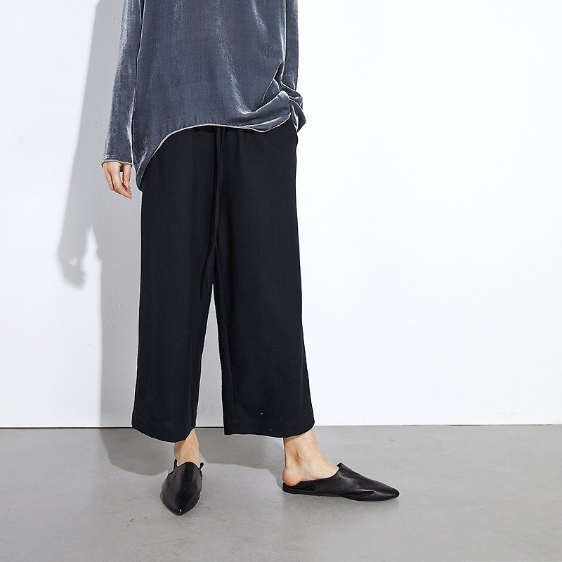 GAOGUO designer original 100% wool nine points skirts - กางเกงขายาว - ขนแกะ สีดำ