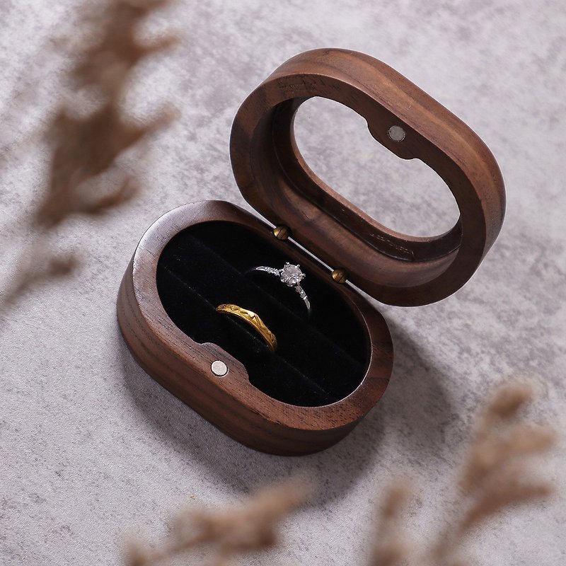Wood General Rings Brown - 【Handmade Ring Box】Marriage Proposal/Wedding Ring Box/Diamond Ring Box Customized Laser Engraving Service Marriage Proposal Essential