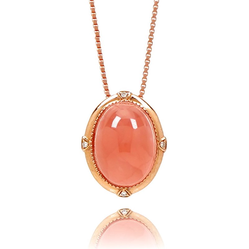 Rhodochrosite Oval Cabachon 1.4g Pendant - สร้อยคอ - เครื่องประดับพลอย หลากหลายสี