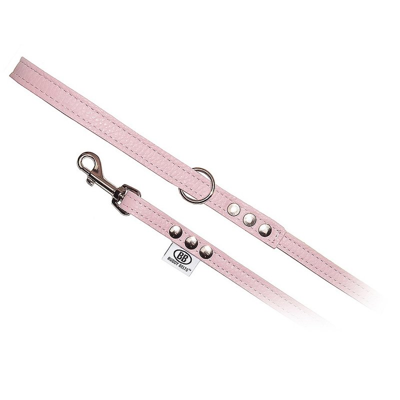 Canada Buddy Belts Handmade Leather Leash-Pink-Premium - ปลอกคอ - หนังแท้ 