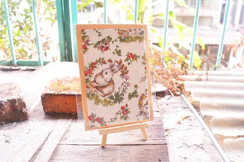 Forest Bunny Fabric Postcard - การ์ด/โปสการ์ด - ผ้าฝ้าย/ผ้าลินิน 