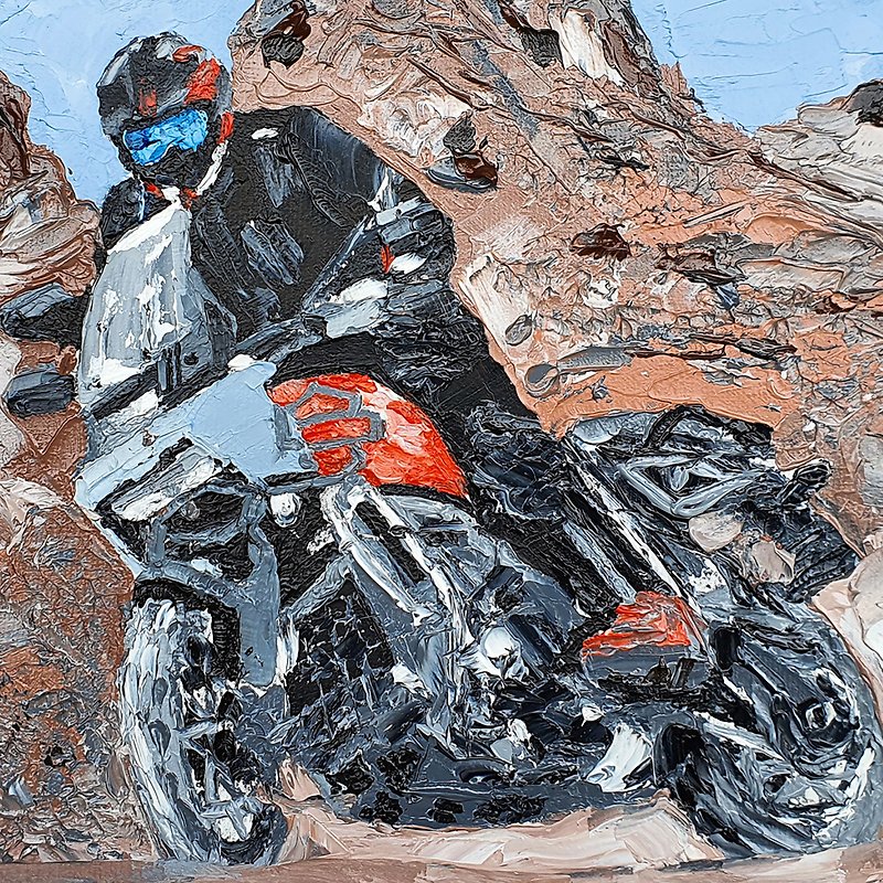 Harley Davidson Pan America Painting Motorcycle Original Art Motorbike Wall Art - โปสเตอร์ - วัสดุอื่นๆ สีนำ้ตาล