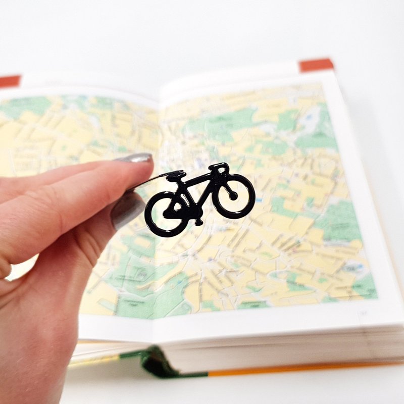 Black metal bookmark Bike, small bookish gift bike lovers - 書籤 - 其他金屬 黑色