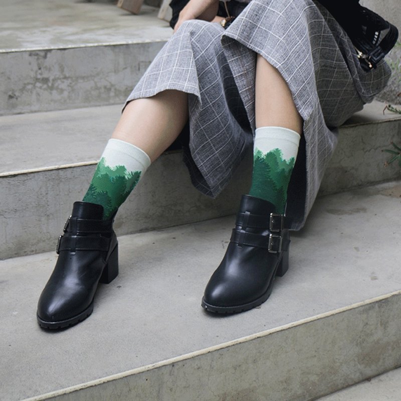 Dense Layers/Green (M)-MIT Design Socks - ถุงเท้า - ผ้าฝ้าย/ผ้าลินิน สีเขียว