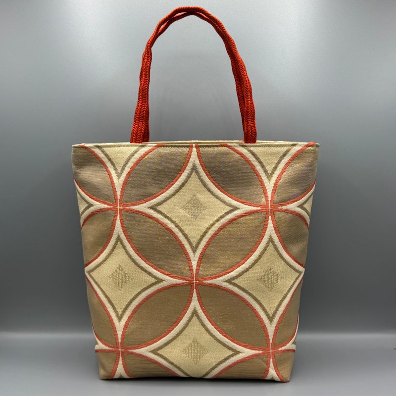 着物 帯 帯締め ハンドメイド トートバッグ リメイク ゴールド - 手提包/手提袋 - 絲．絹 金色