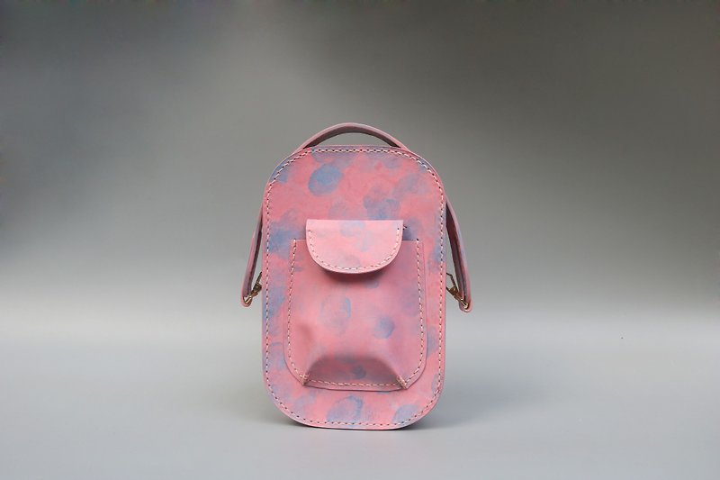 He Fei ophirhe-dreamland lunch bag shoulder bag original hand-painted leather bag - Handbags & Totes - Genuine Leather Pink