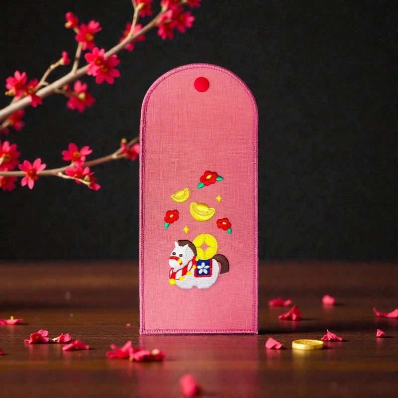 【刺繡紅包袋】馬上有錢-馬年紅包袋 - 紅包袋/春聯 - 繡線 紅色