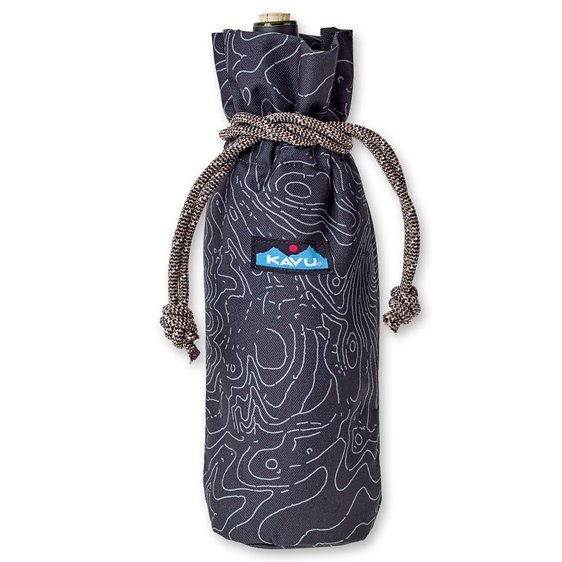 KAVU Napa Sack 休閒拉繩提袋 | 水瓶袋 黑色等高線 #9063 - 野餐墊/露營用品 - 聚酯纖維 