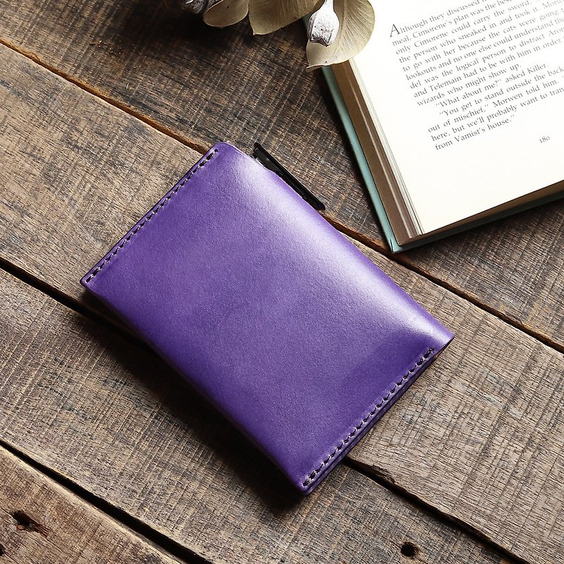Retro passport cover | hibiscus purple hand-dyed vegetable tanned cow leather | multi-color - Passport Holders & Cases - Genuine Leather Purple