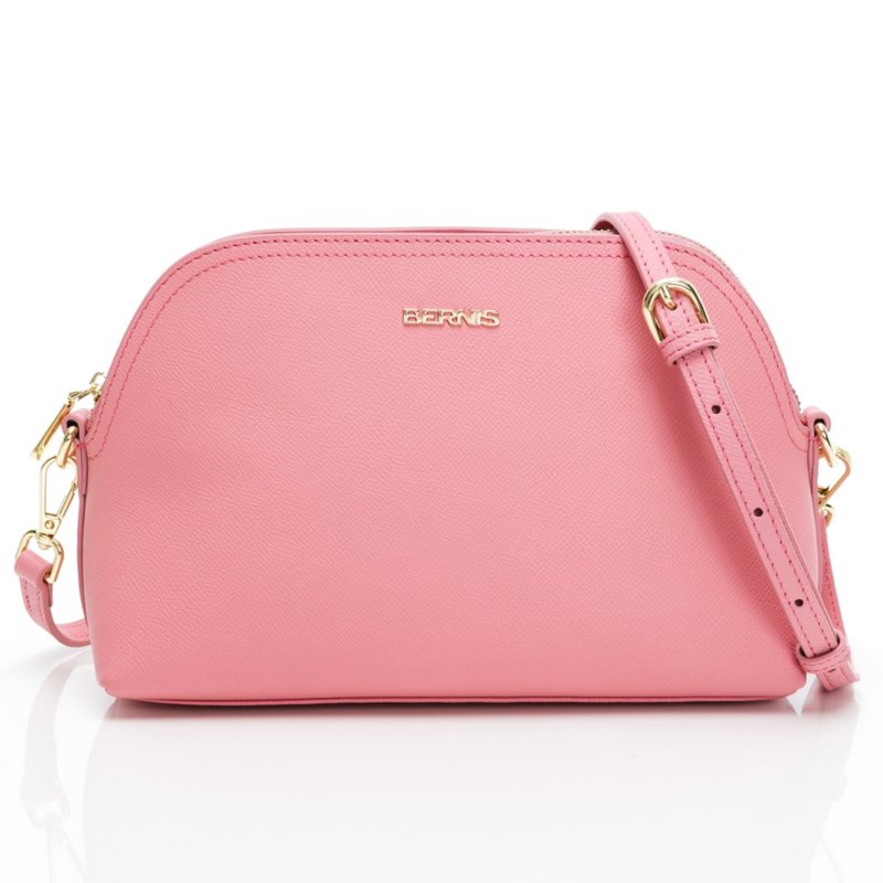 Oblique back palm pattern series | Sandwich shell bag cherry powder - Messenger Bags & Sling Bags - Genuine Leather Pink