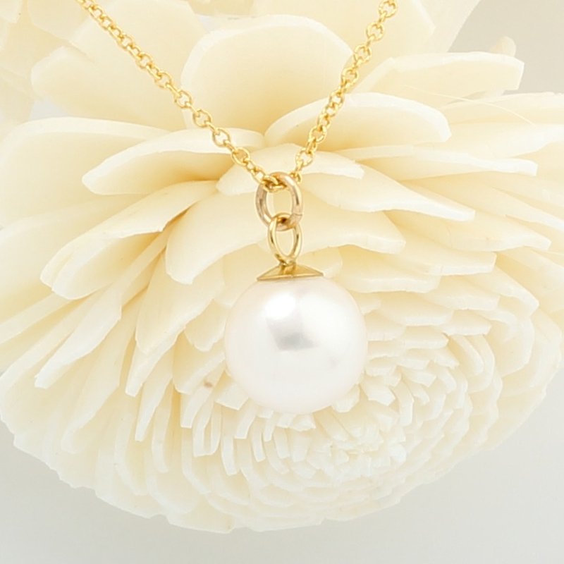 14KGF Gold Pearl Natural White Pearl necklace simple Valentine's Day gift - สร้อยคอ - ไข่มุก ขาว