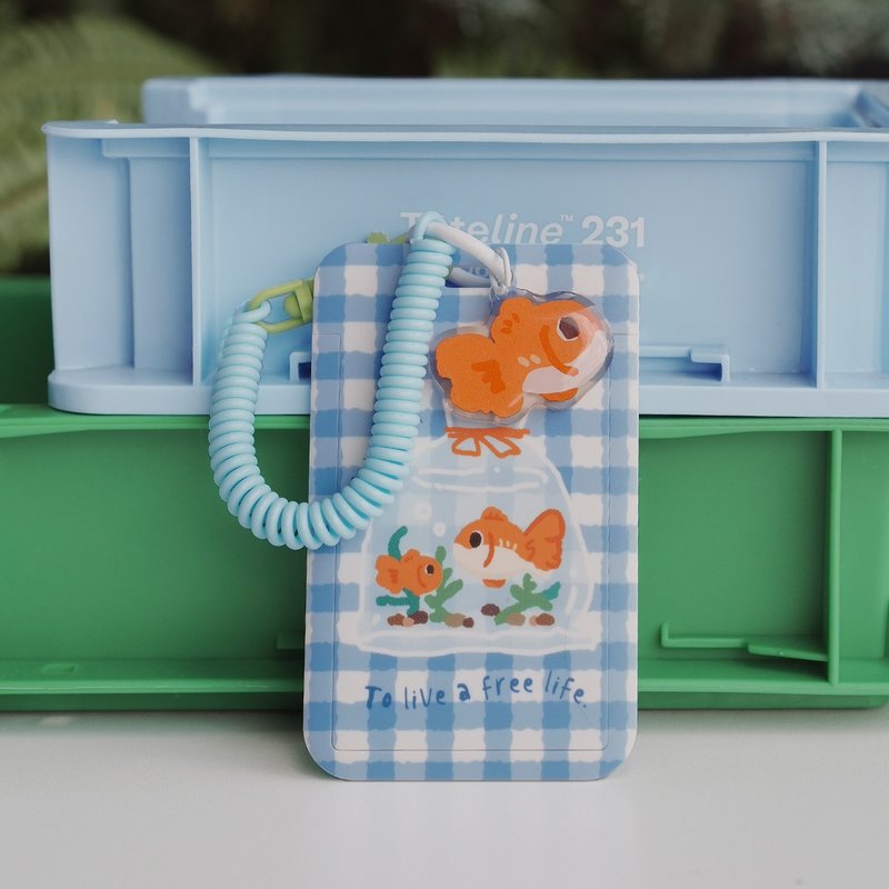 可愛格子金魚插畫卡套 蛋糕掛件 工牌套 - 其他 - 其他材質 