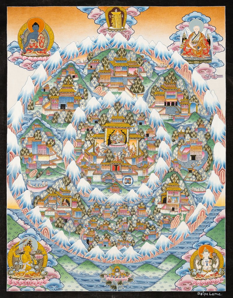 香巴拉淨土 — 和平安樂與覺悟的神聖境域 - 壁貼/牆壁裝飾 - 其他材質 多色