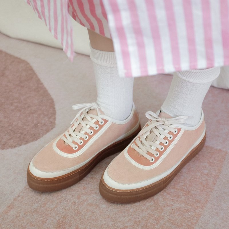 Thick Sole Waterproof Shoes! Caramel Circle Puff Shoes Pink Orange【Major Pleasure】-Peach Yogurt - Rain Boots - Genuine Leather Pink