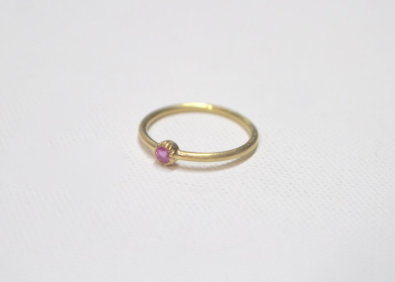 Pink tourmaline Silver ring gold color - General Rings - Paper Pink