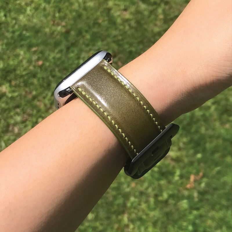 【Apple Watch Strap】Olive Cordovan | Luxury | Handmade Leather in Hong Kong - Watchbands - Genuine Leather Green