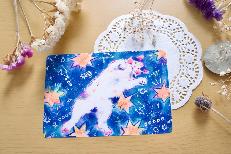 星とごろんちょなねこポストカード - 卡片/明信片 - 紙 藍色