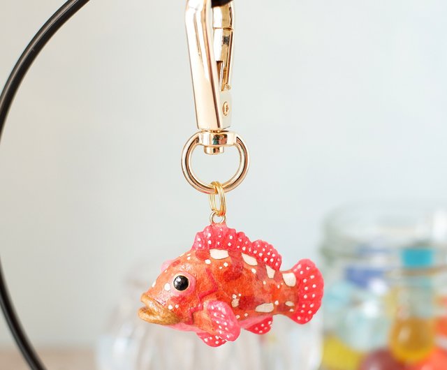 和紙小物 キーホルダー/バッグチャーム カサゴ 海の魚