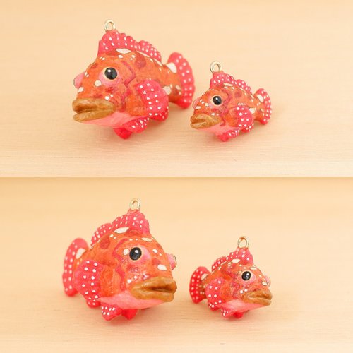 和紙小物 キーホルダー/バッグチャーム カサゴ 海の魚 - ショップ 和紙