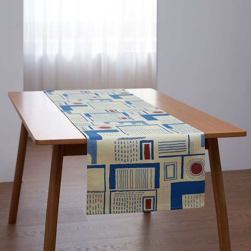 Printed Canvas Table Runner/Seamed Yellow - Place Mats & Dining Décor - Cotton & Hemp Multicolor