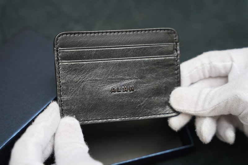 [Double black limited] black card holder (name can be customized) - Card Holders & Cases - Genuine Leather Black