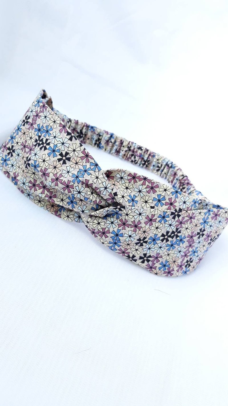 Beige colorful flower handmade hair band - Headbands - Cotton & Hemp Multicolor